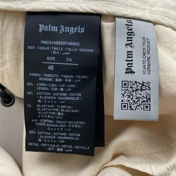Palm Angels Pleated Linen Blend Back Logo Embroidered Chino/Trouser Pant